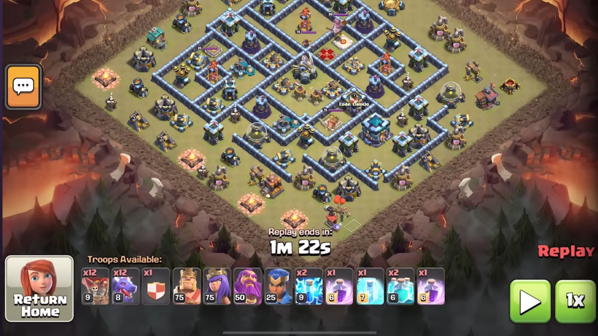 Army composition of Town Hall 13 Double Clone Dragons attack strategy (Image via Supercell)