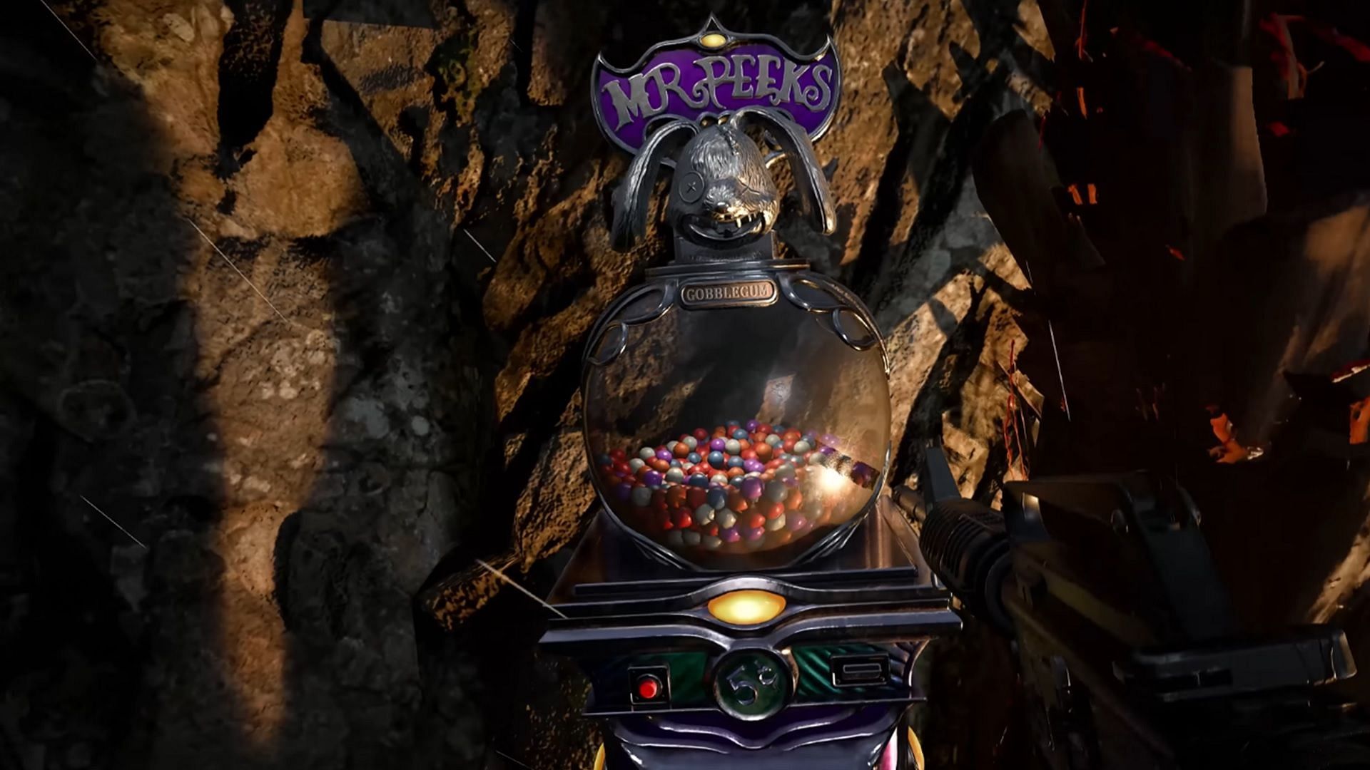 The Mr. Peeks Gobblegum Machine as seen on the Terminus Island map in Black Ops 6 Zombies (Image via Activision)