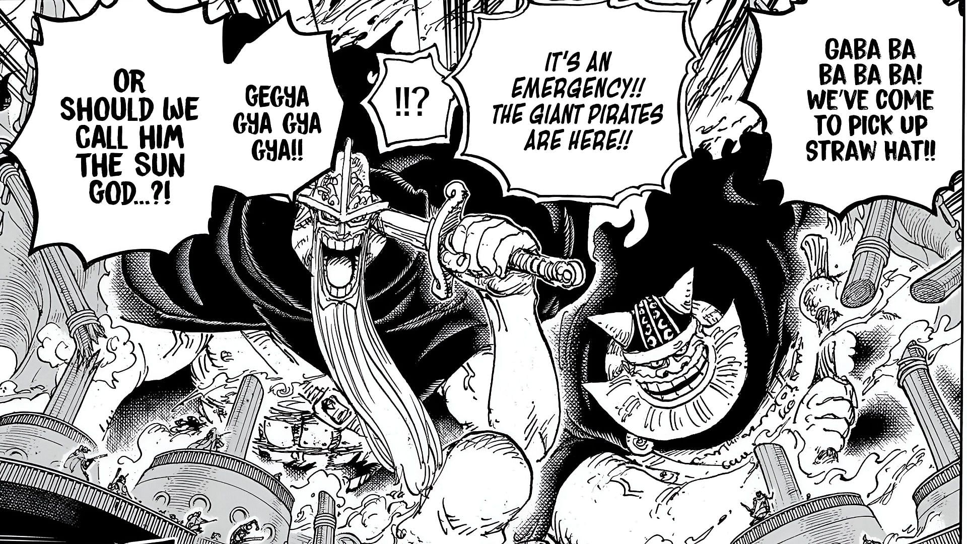 The Giants arrive at Egghead Island (Image via Shueisha)