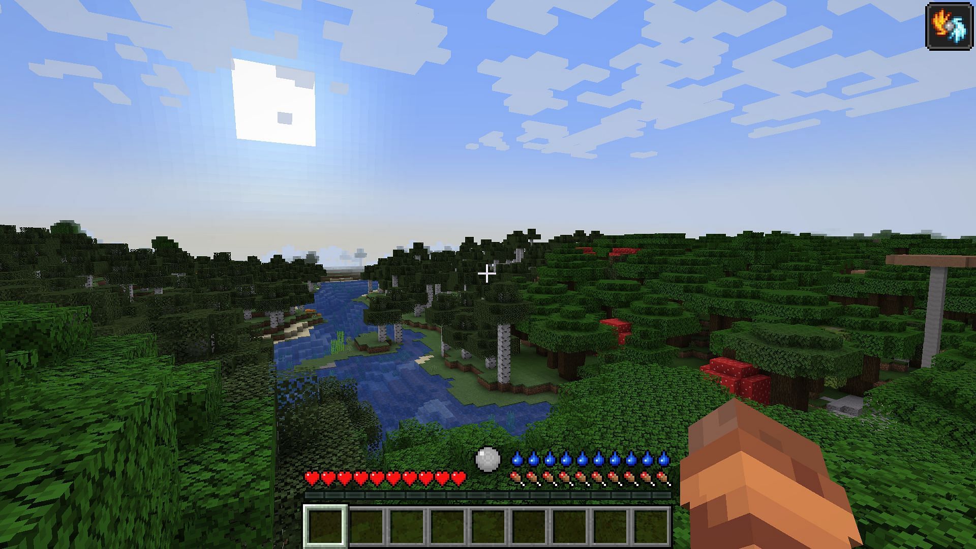 The temperature indicator and thirst bar (Image via Mojang)