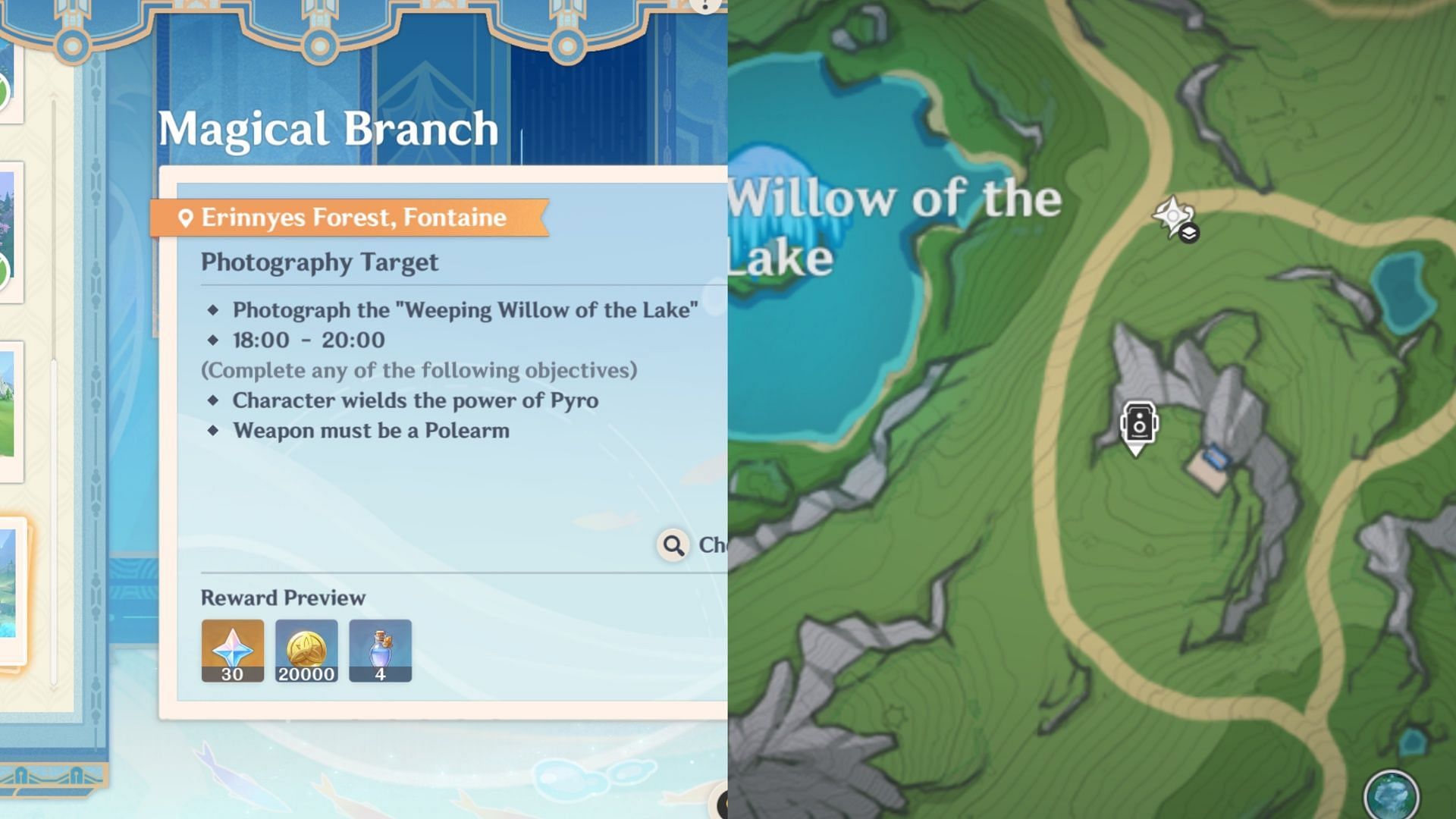 Magical Branch location and rewards (Image via HoYoverse)