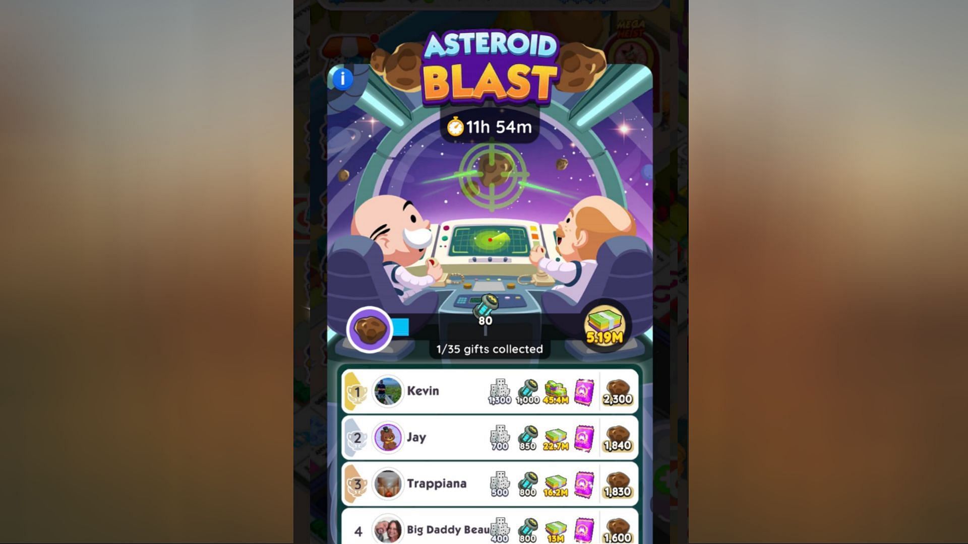 Asteroid Blast leaderboard rewards (Image via Scopely)