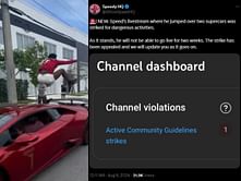 IShowSpeed's YouTube channel has reportedly been struck for "dangerous activities" after he jumped over two cars