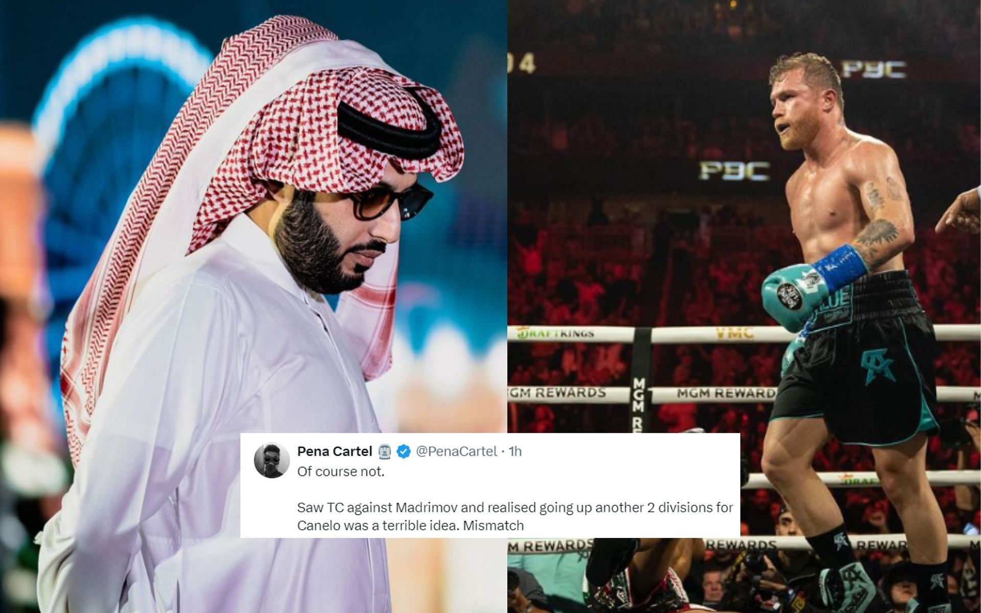 Fans react to Turki Alalshikh (left) dropping Canelo Alvarez (right) from future plans [Images courtesy: @turkialalshikh and @canelo on Instagram]