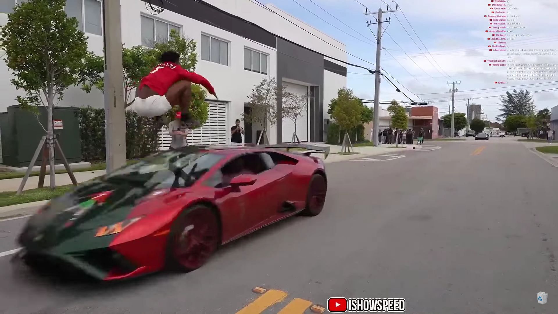 Speed jumped over two cars consecutively in a now-deleted live stream (Image via IShowSpeed/YouTube)