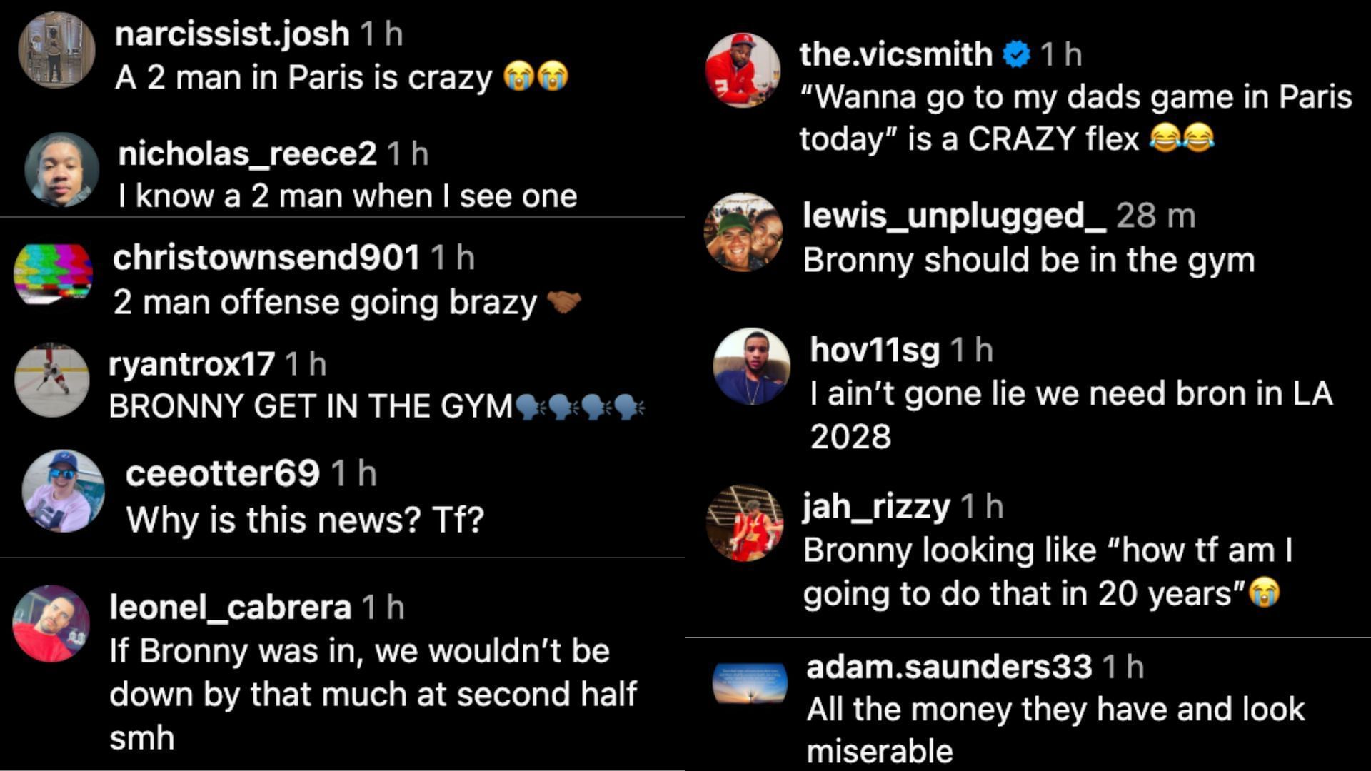Fan reactions to Bryce and Bronny James (Credits: Instagram/@sportscenter)