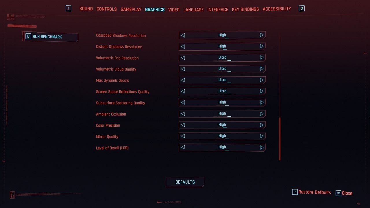 Advanced graphics settings (Image via CD Projekt Red)