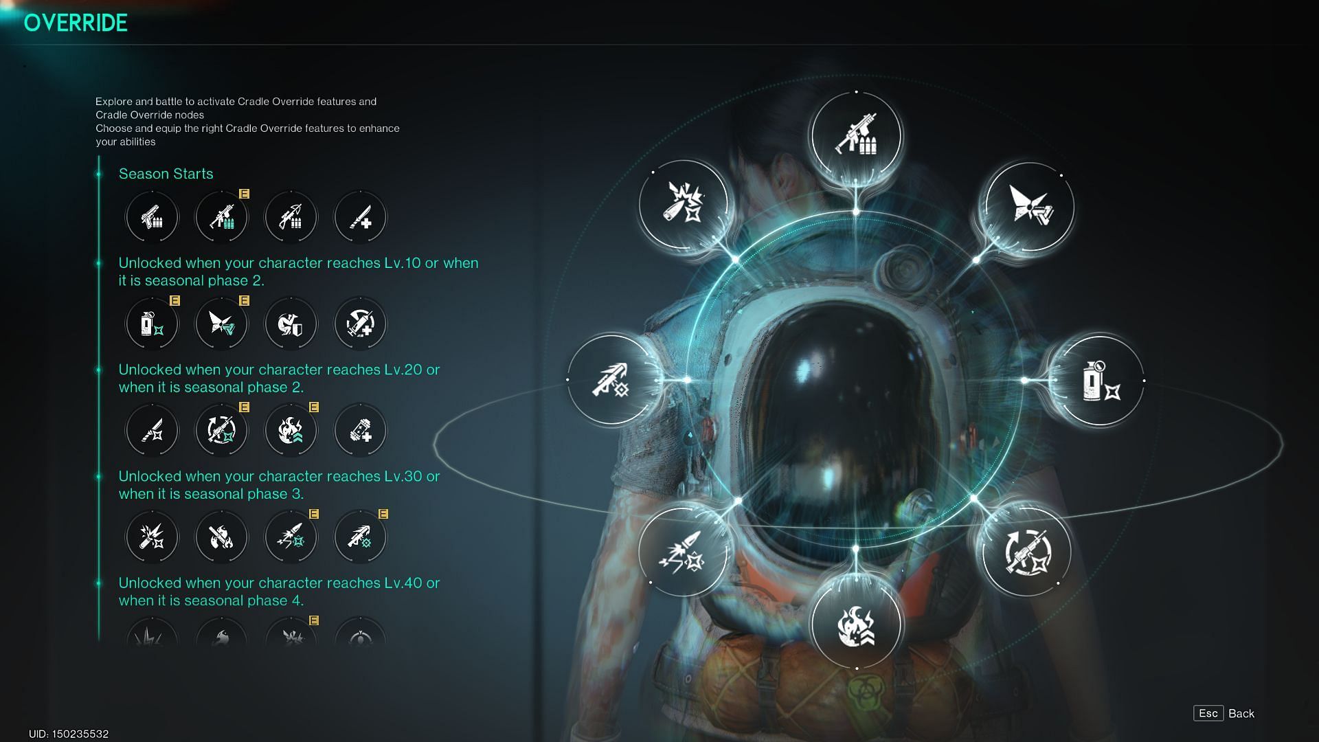 These are the optimal Cradle Override nodes for the best Shrapnel build in Once Human (Image via Starry Studio)