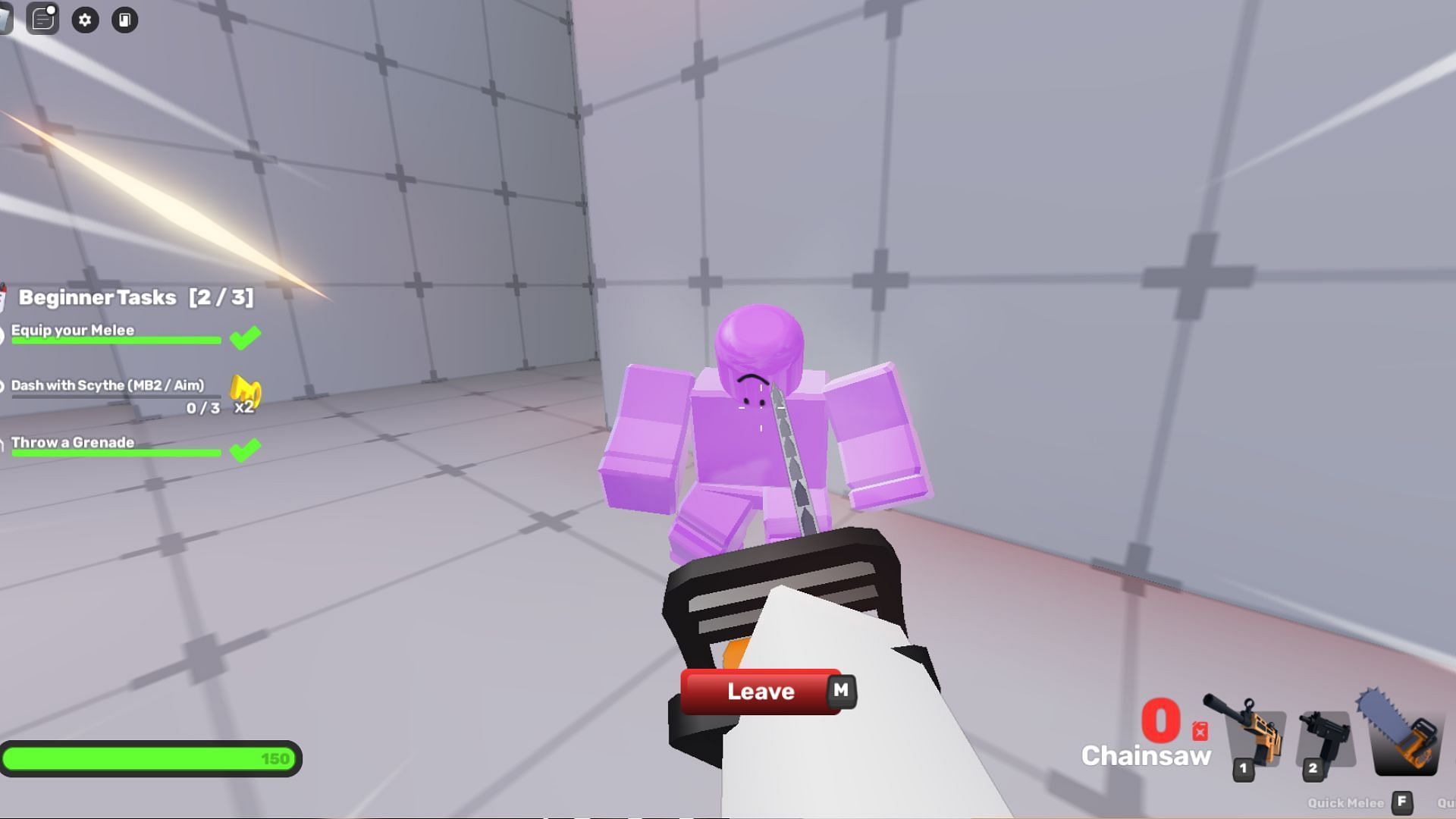 Practice melee weapons for close combat (Image via Roblox)