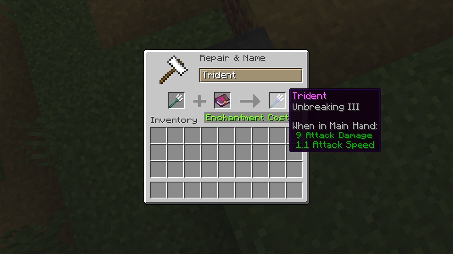 Unbreaking III on a Trident (Image via Mojang)