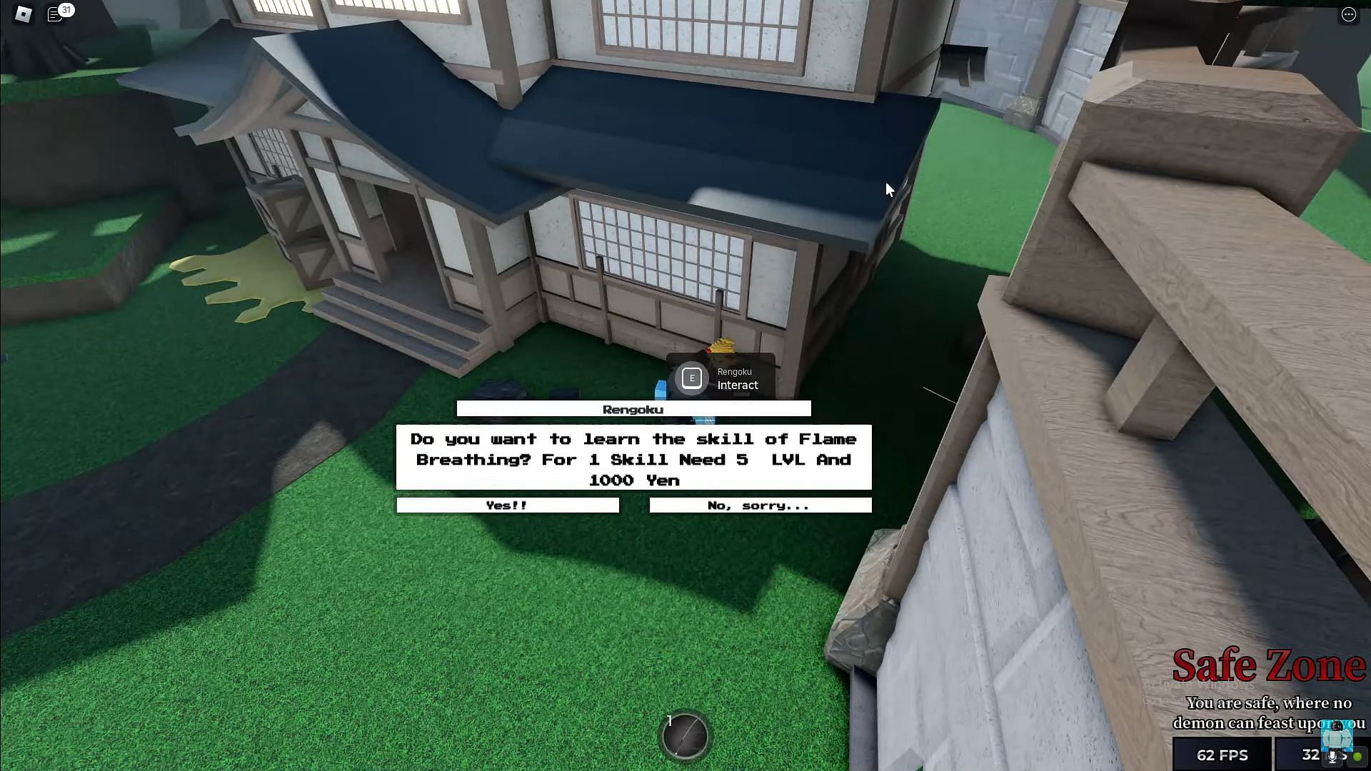 Rengoku, the Flame Breathing Trainer (Image via Roblox || ItzVexo/YouTube)