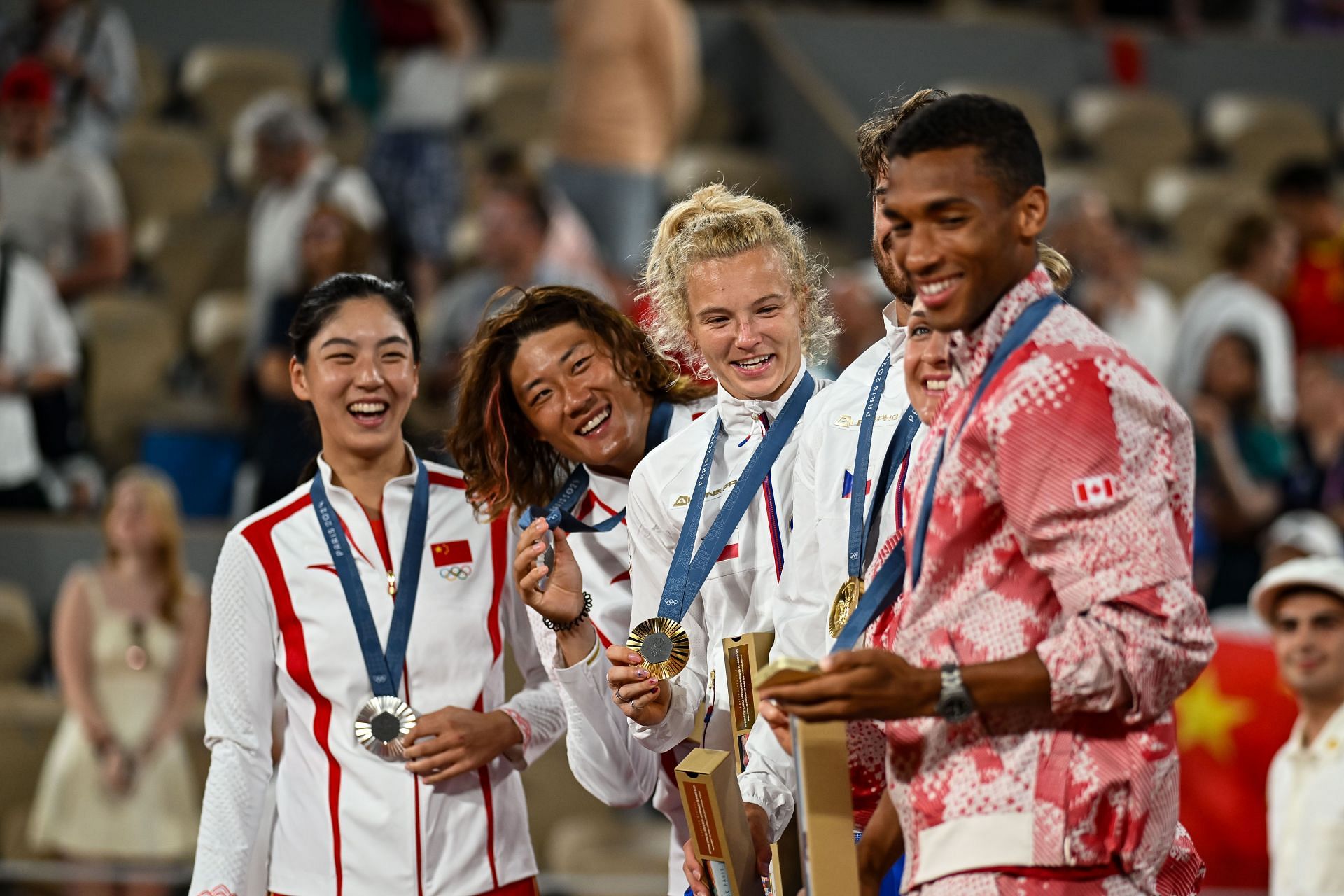 The mixed doubles medalists at the Paris Olympics 2024. (Photo: Getty)