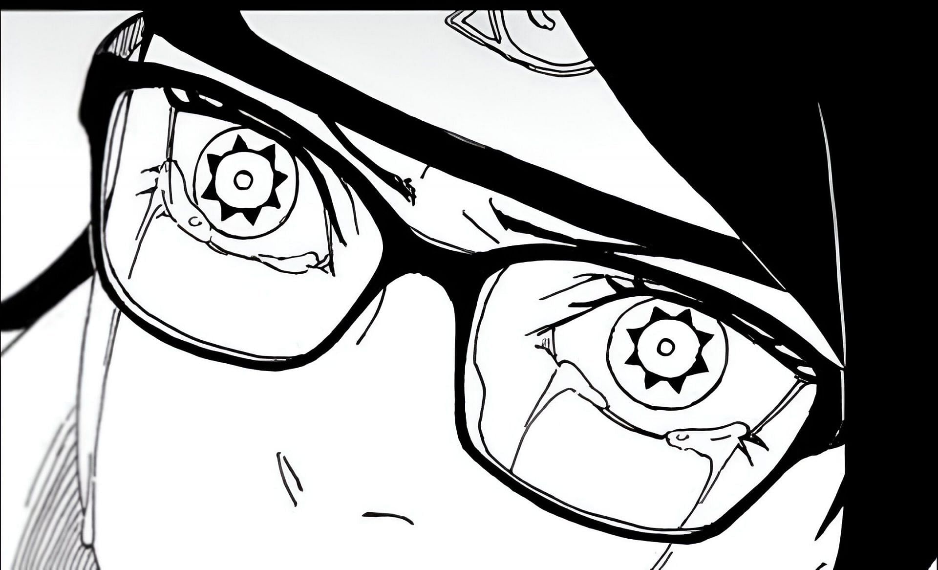 Sarada&#039;s Mangekyou Sharingan awakening (Image via Shueisha)