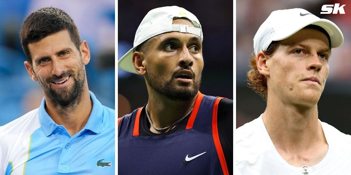 (Left to Right) Novak Djokovic, Nick Kyrgios, Jannik Sinner (Source: Getty Images)