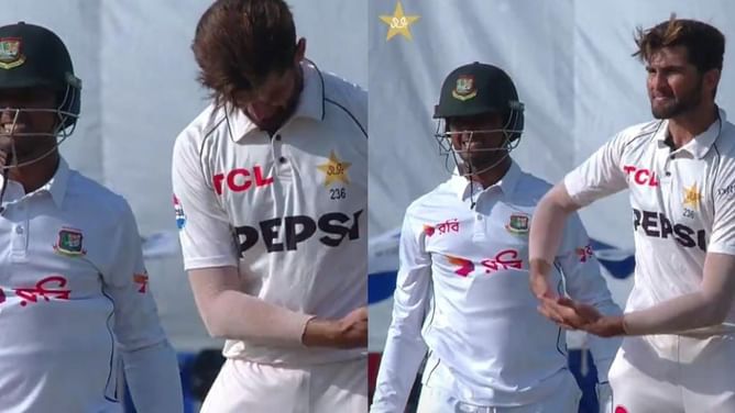 [Watch] Shaheen Afridi's special celebration for his son after dismissing Hasan Mahmud in PAK vs BAN 2024 1st Test