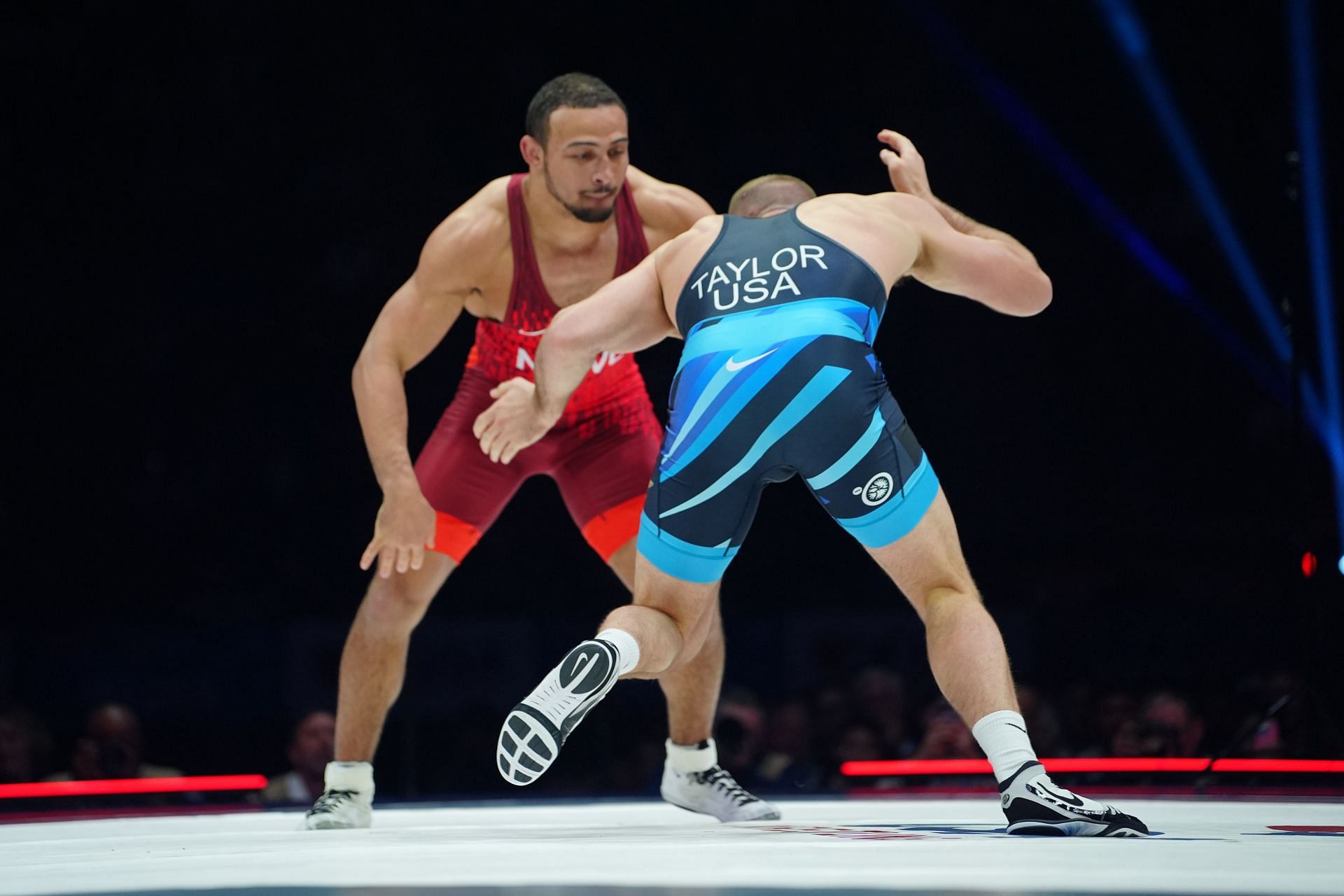 Aaron Brooks in the Men&#039;s Freestyle 86kg Championship Finals of the Olympic Wrestling Team Trials 2024. (Photo by Gregory Fisher/Icon Sportswire via Getty Images