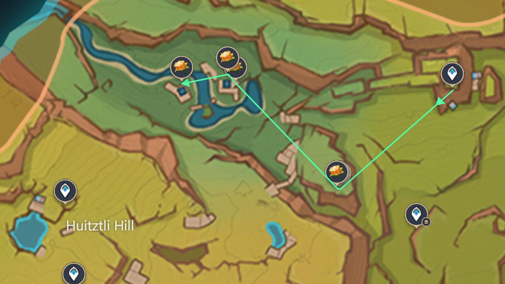 Route #9 for farming Cacahuatl (Image via HoYoverse)