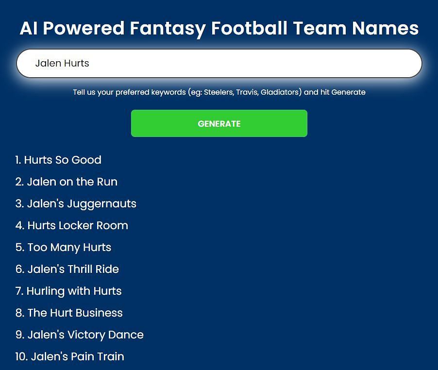 Fantasy Football team name generator