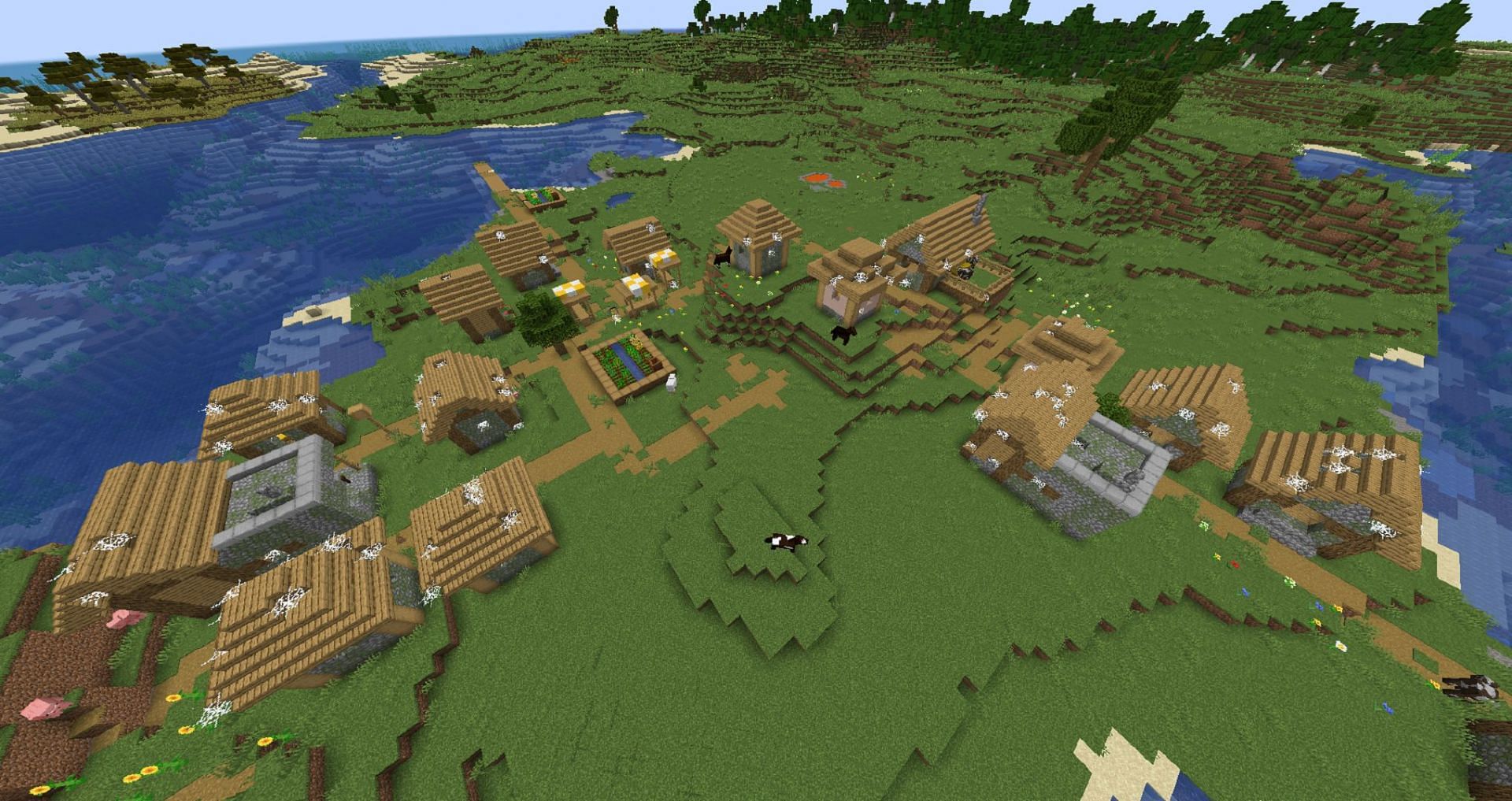 Abandoned villages are much rarer than ordinary villages. (Image via Mojang)