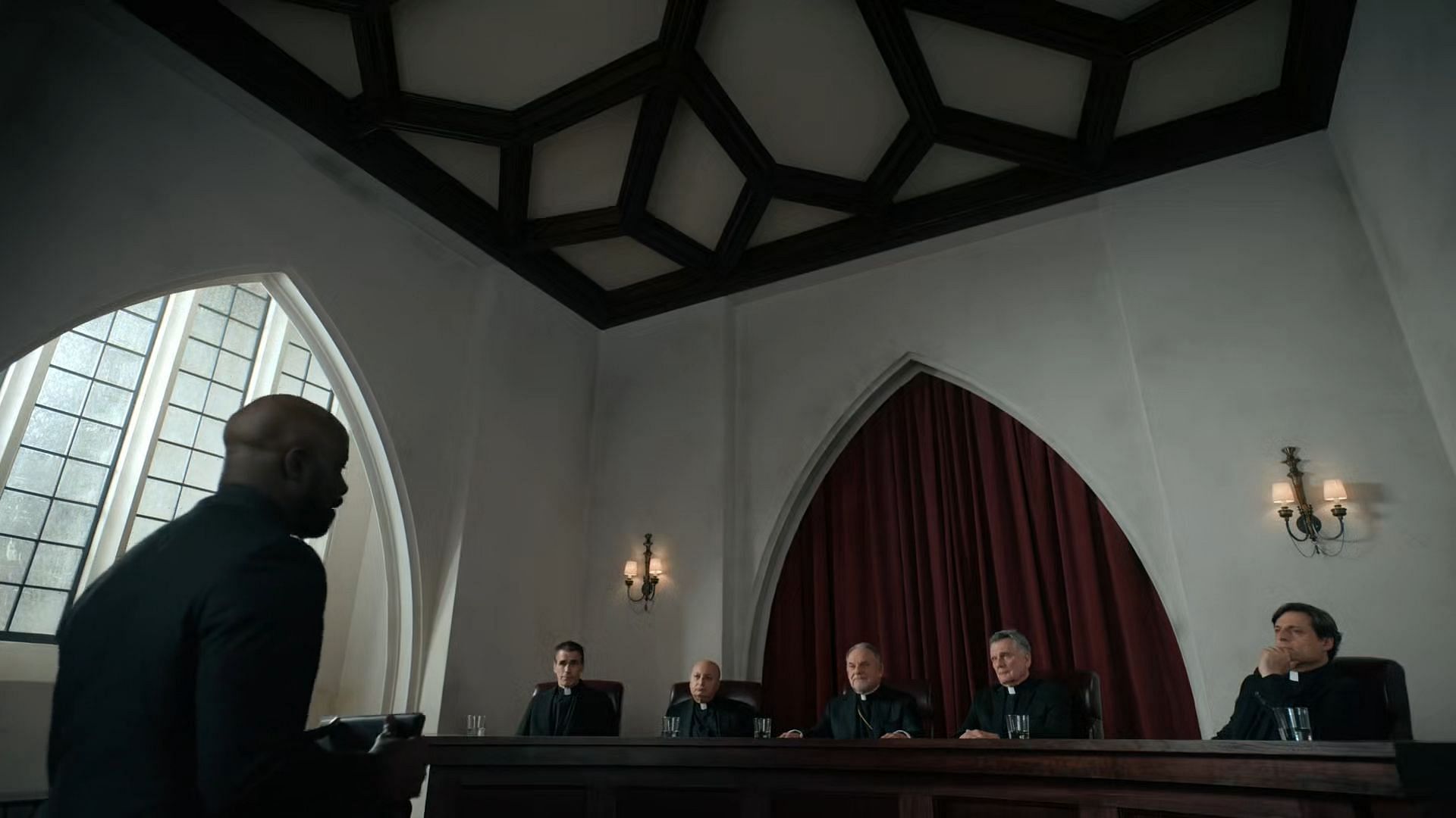 David proposes an offer to the council, as seen in Evil season 4 episode 12 (Image via Paramount+)