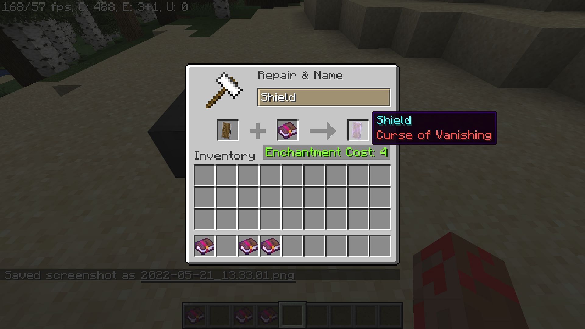 Curse of vanishing is a negative enchantment that makes an item vanish after a player dies with it in their inventory (Image via Mojang Studios)