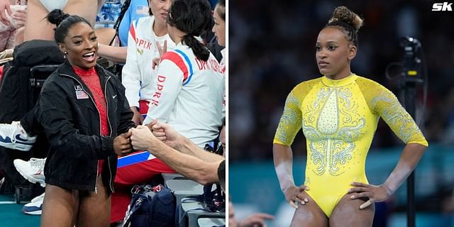 Watch Simone Biles sigh in relief at Rebeca Andrade