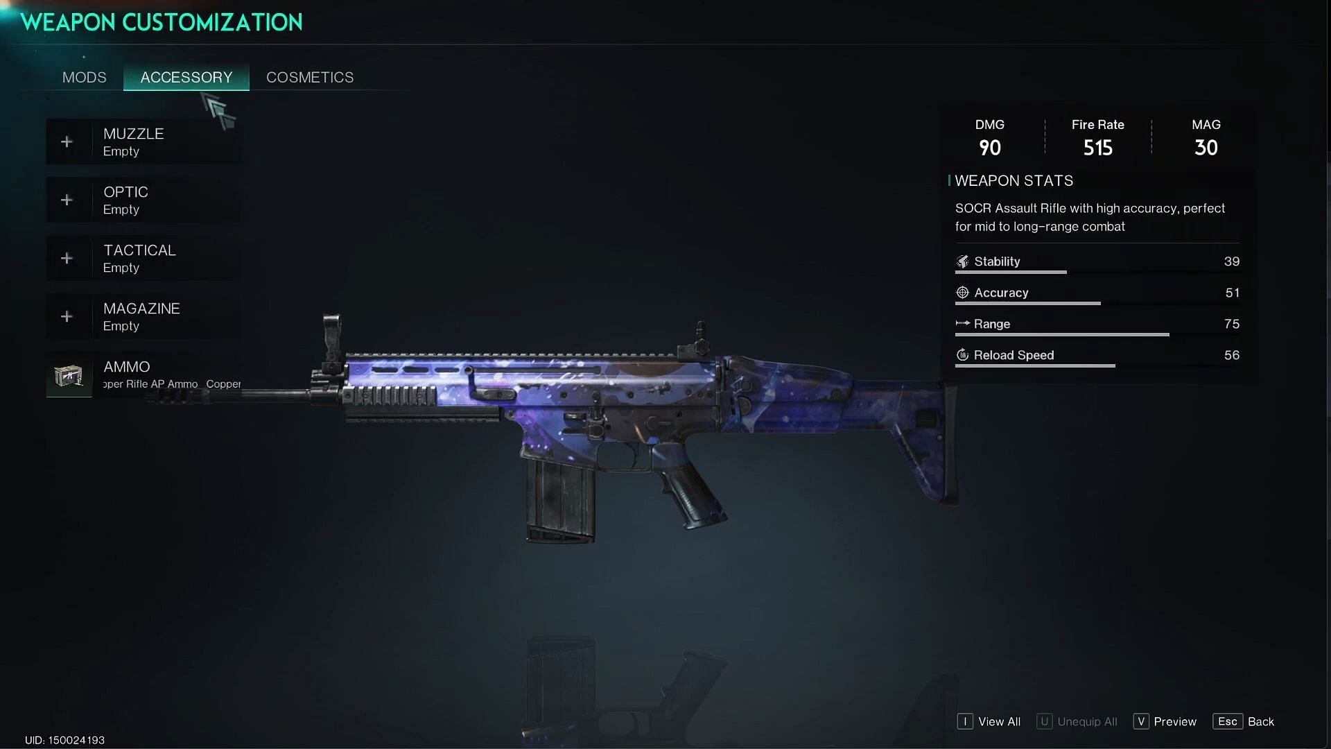 Select the accessory tab on your weapon (Image via Starry Studio)