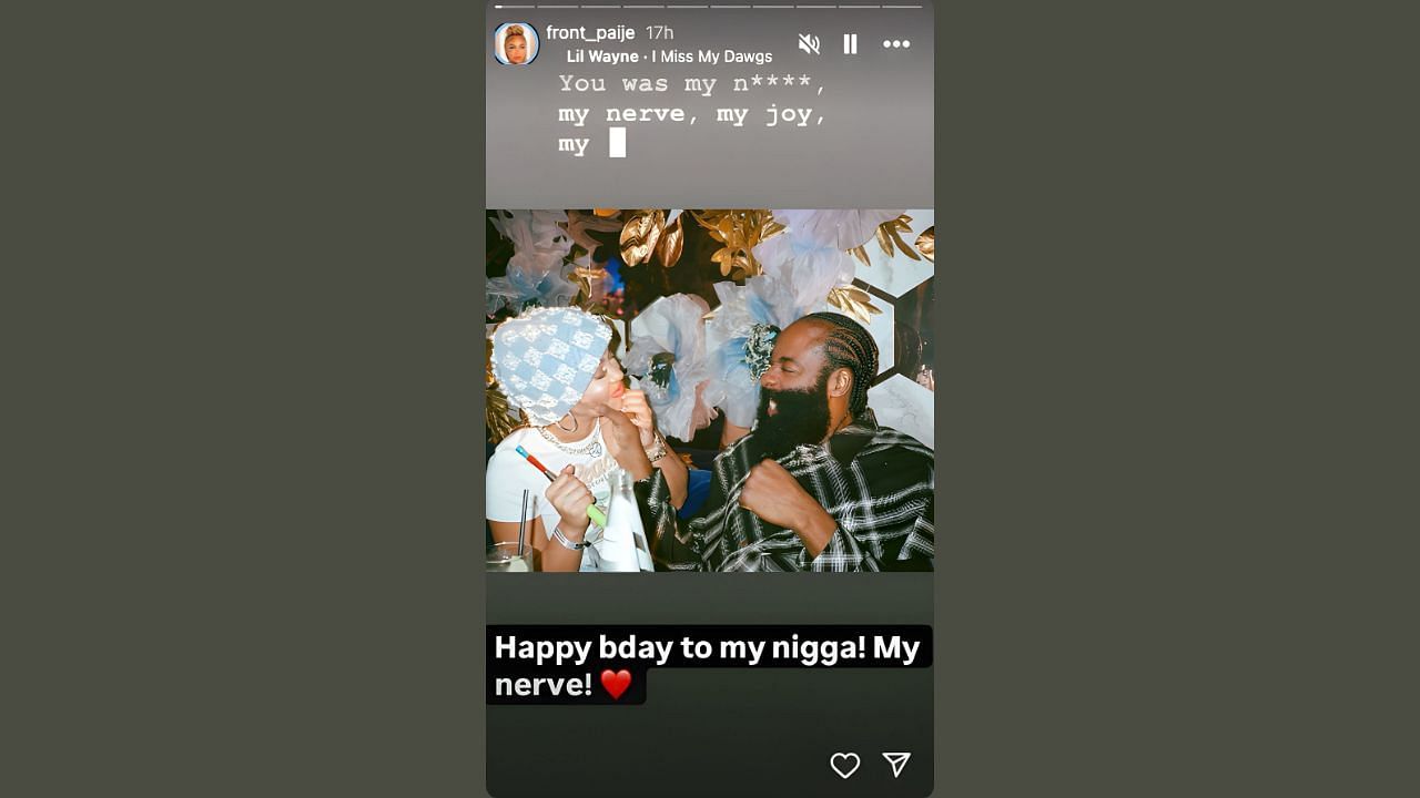 Speights sends birthday wishes Harden's way. (Credits: @front_paije/Instagram)