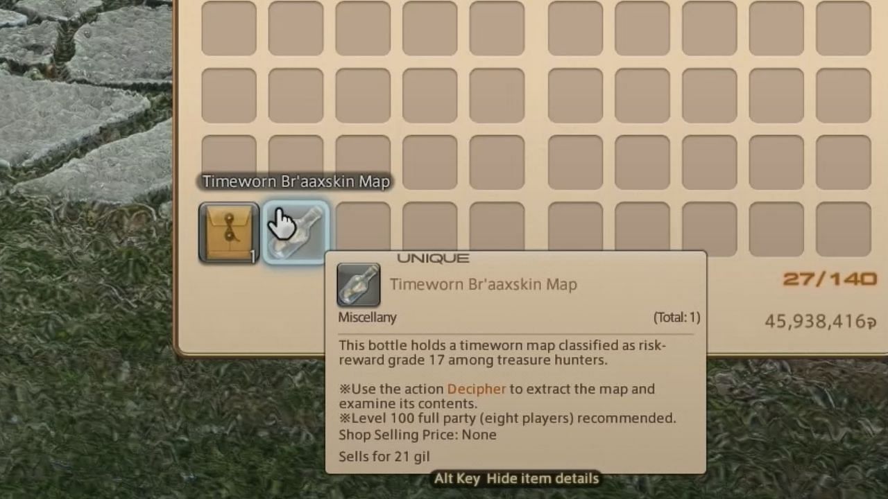 You will have to farm level 100 maps to obtain this item. (Image via Square Enix || YouTube/Meoni)