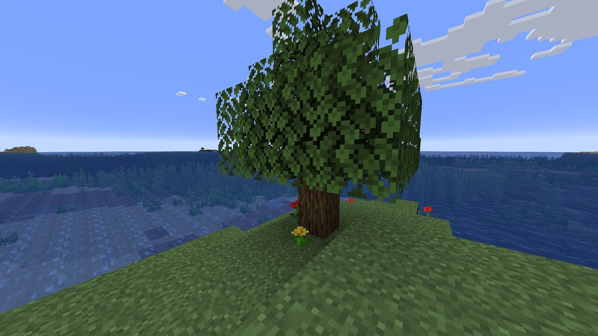 If you&#039;re surviving on a Minecraft island, be careful with your trees (Image via Mojang)