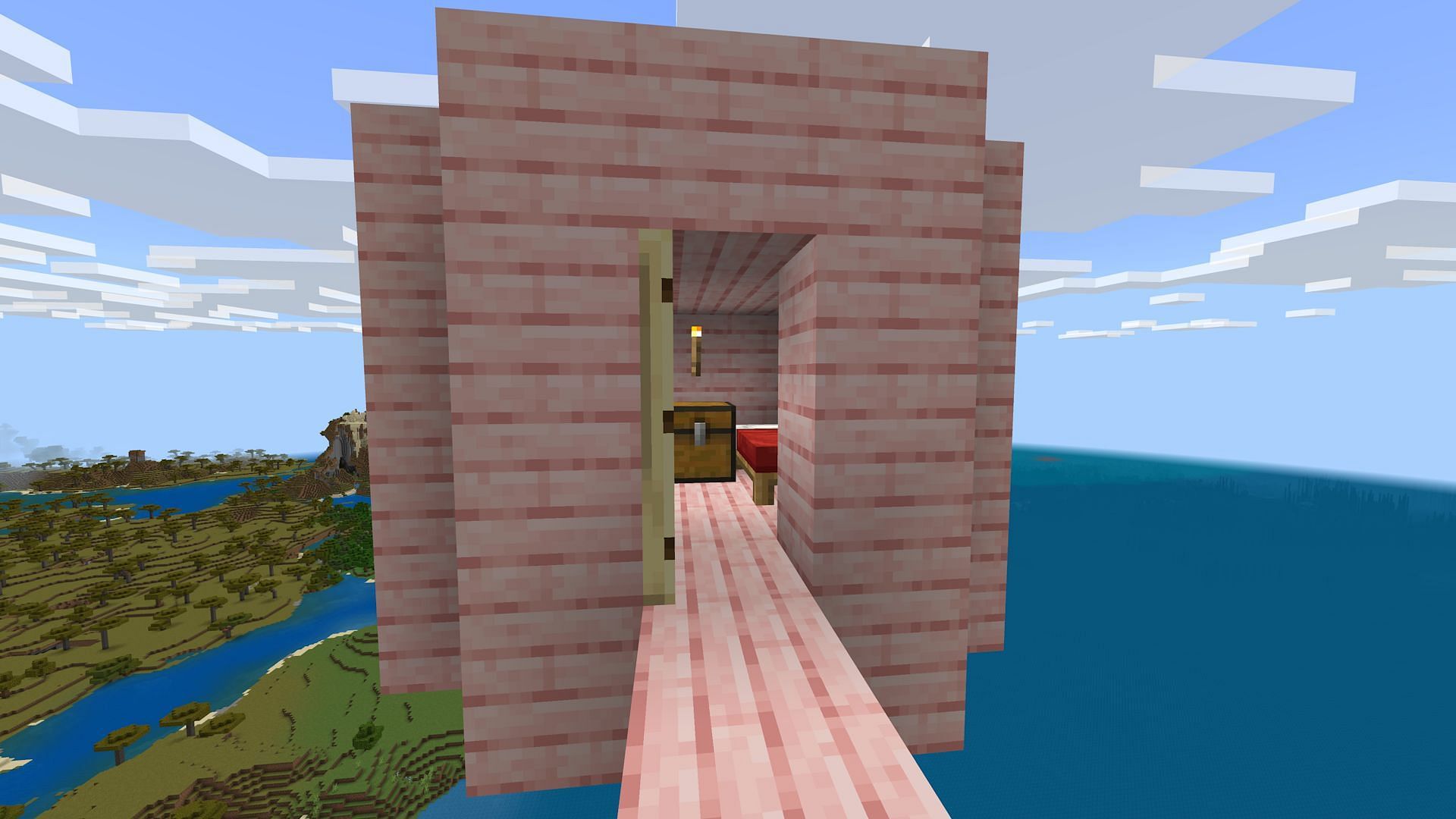 An AFK room added near the farm&#039;s collection system (Image via Mojang)