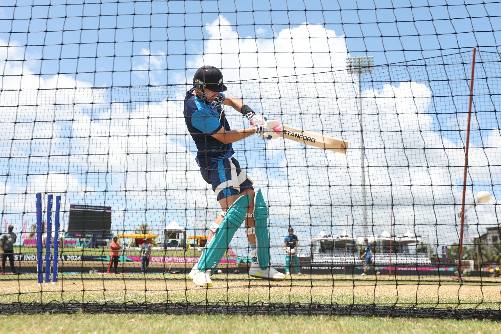            Tim Southee batting during a net session (Image Credits: Getty Images)