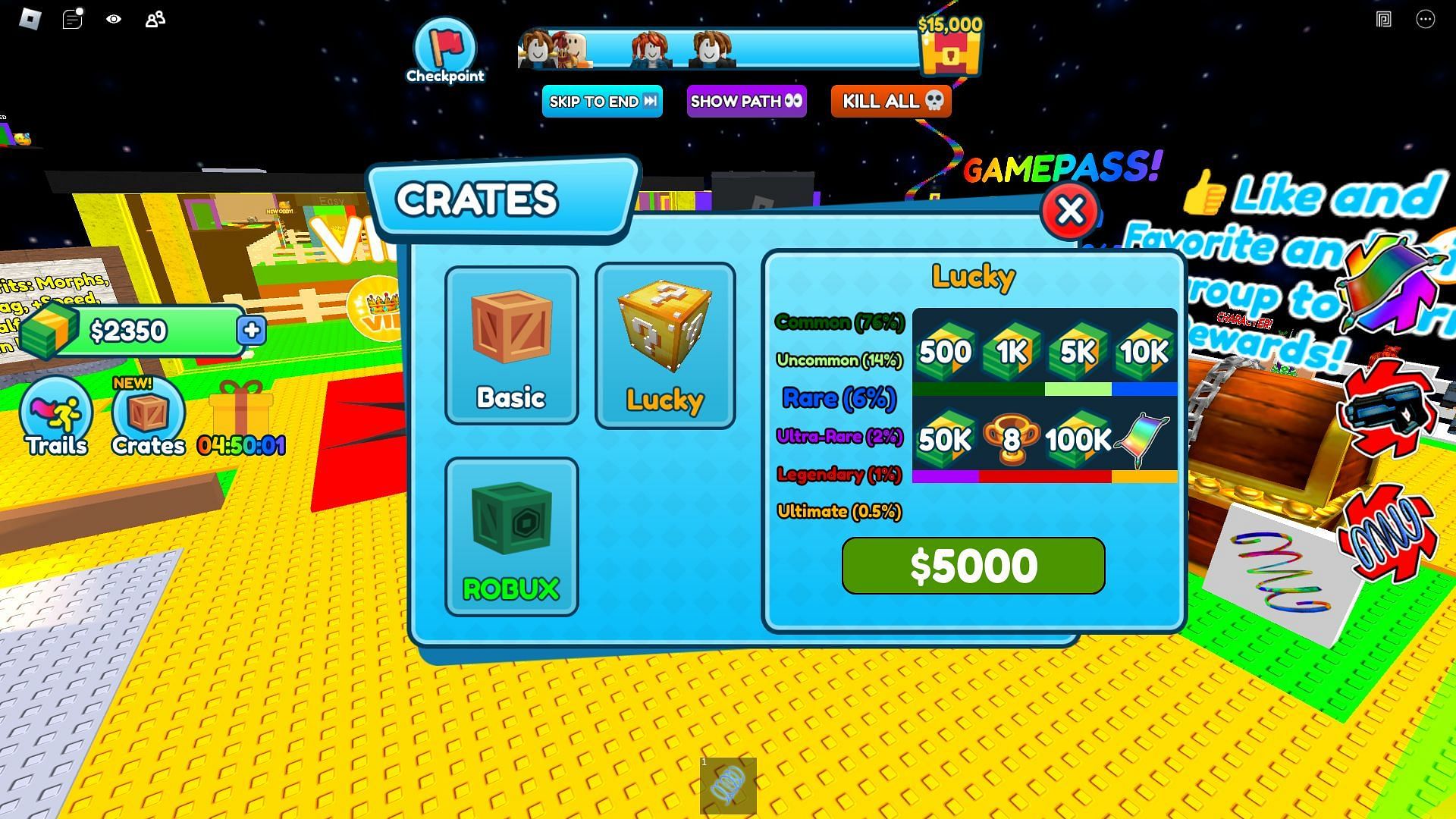 The Crates screen (Image via Roblox)