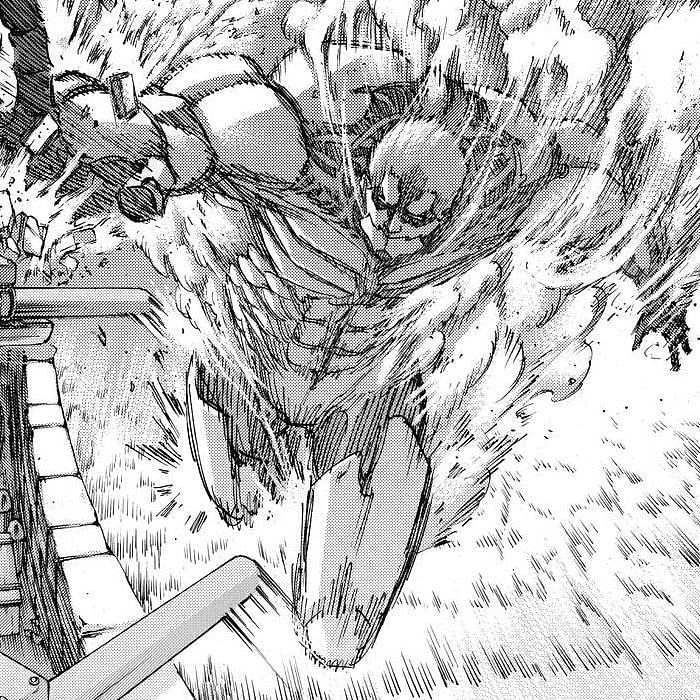 Reiner Braun&#039;s Armoured Titan. Image Source: Attack on Titan manga: Chapter 92.