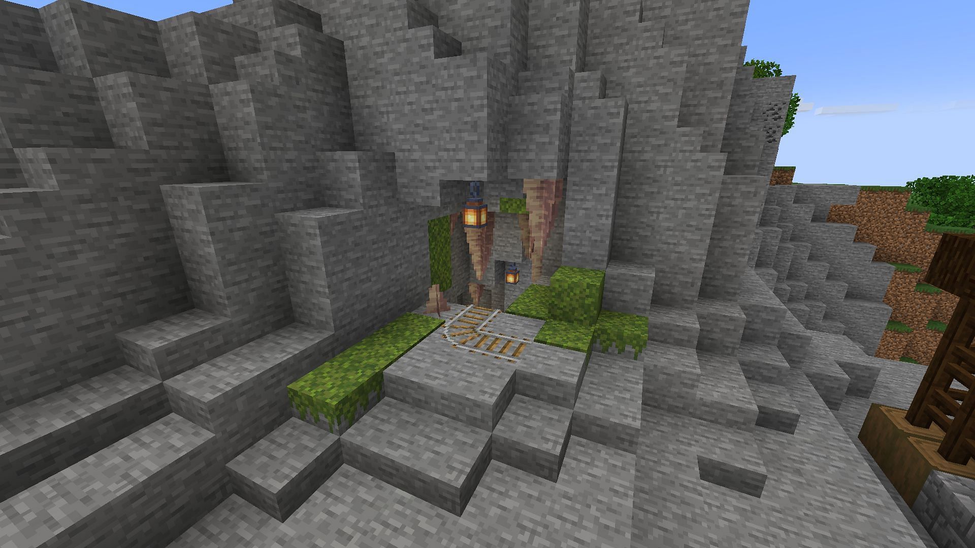 The entrance to the mountain mine area (Image via Mojang)