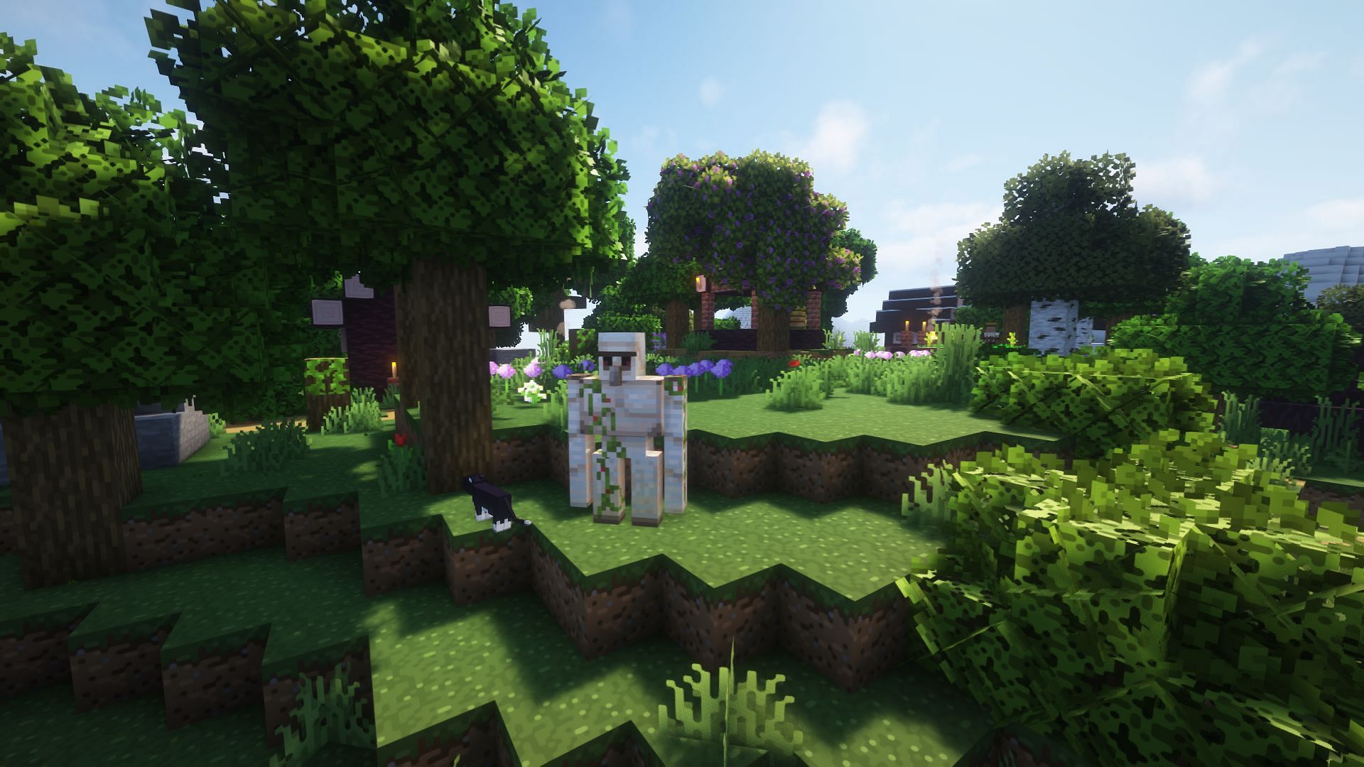 The Roundista texture pack as seen with a shader (Image via Mojang)