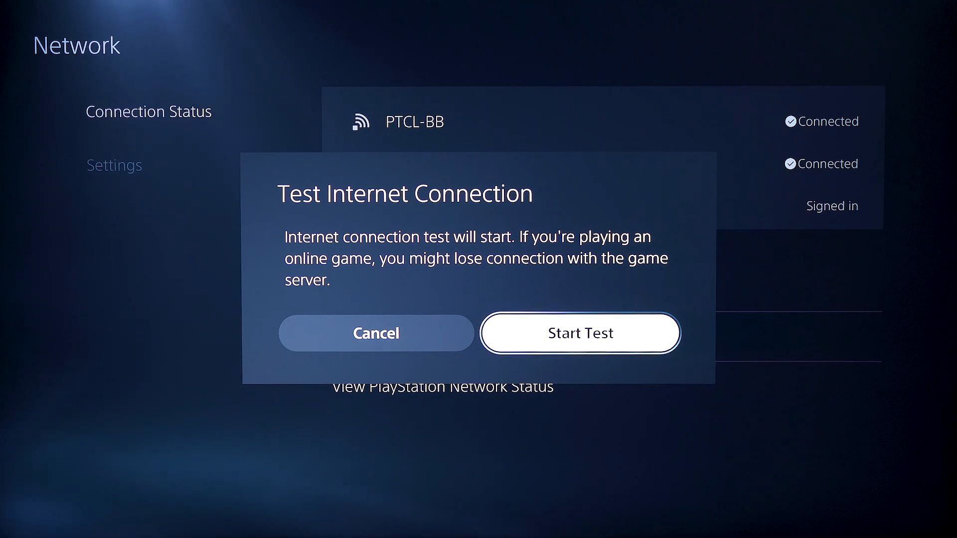 Internet Test on PS5 (Image via PlayStation)