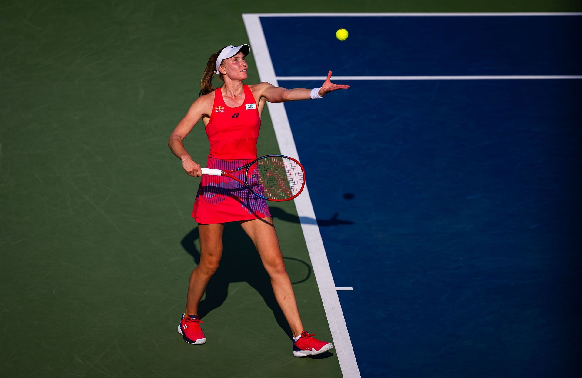 Elena Rybakina in action during her first-round match against Destanee Aiava at the 2024 US Open (Source: Getty Images)