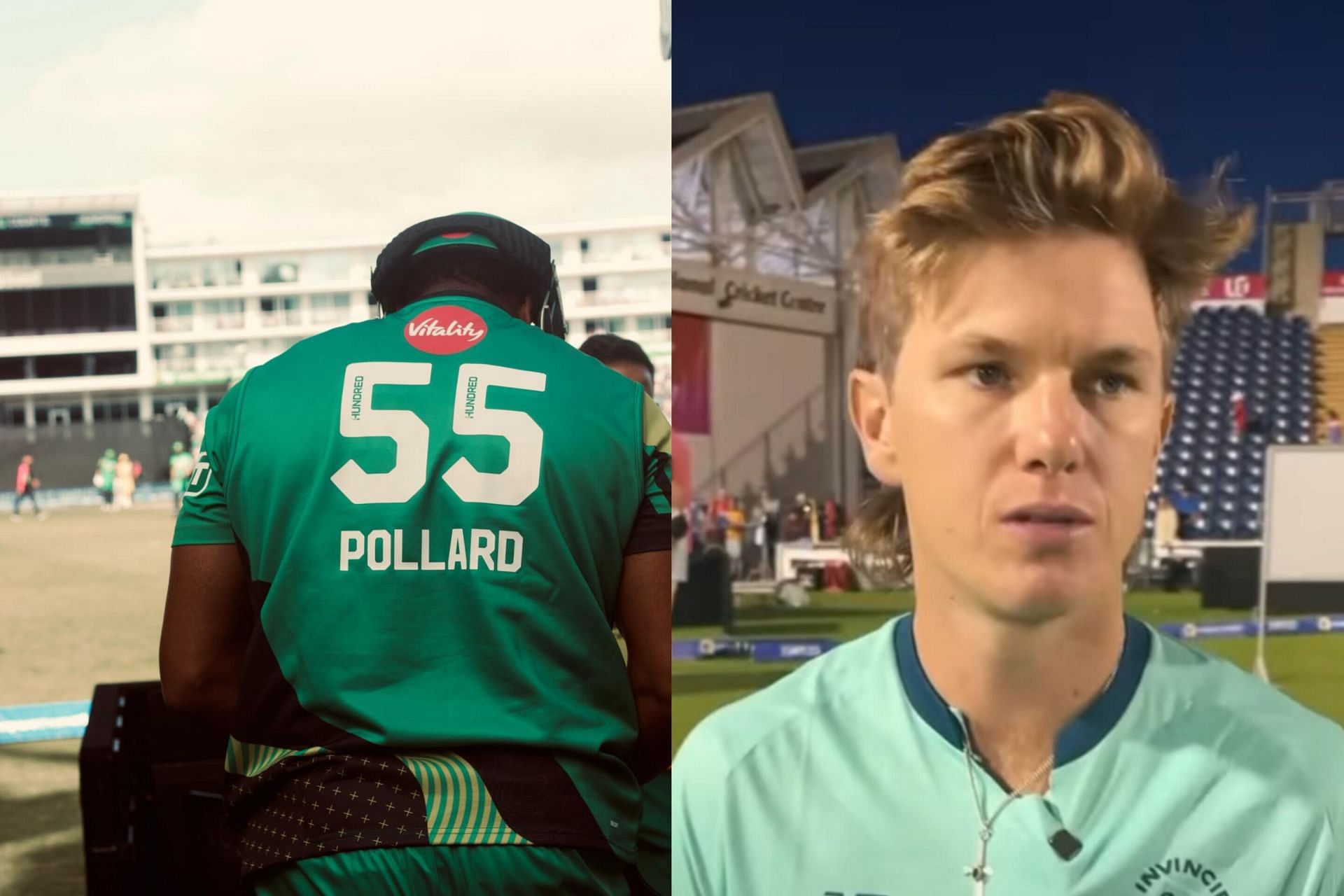 Kieron Pollard (L) and Adam Zampa (R) (Image via Instagram @ovalinvincibles and @southernbrave)