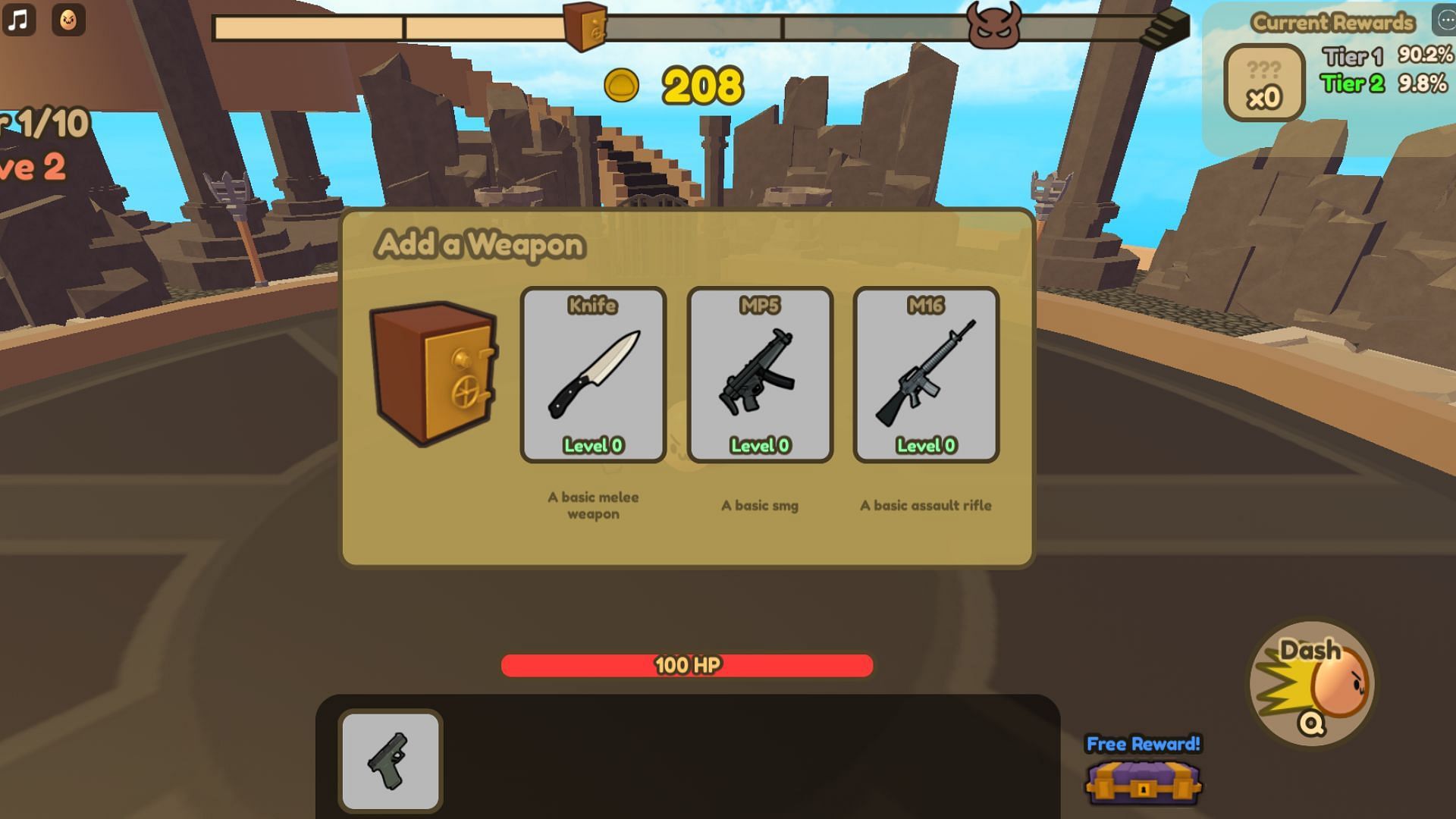 Unlocking new weapons (Image via Roblox)