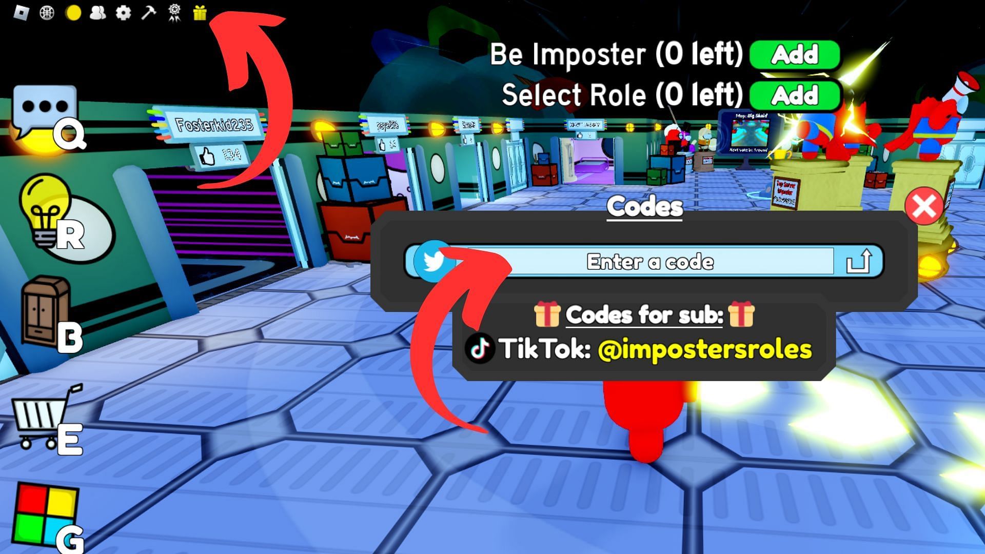 Redeem codes in Imposters and Roles (Image via Roblox || Sportskeeda)