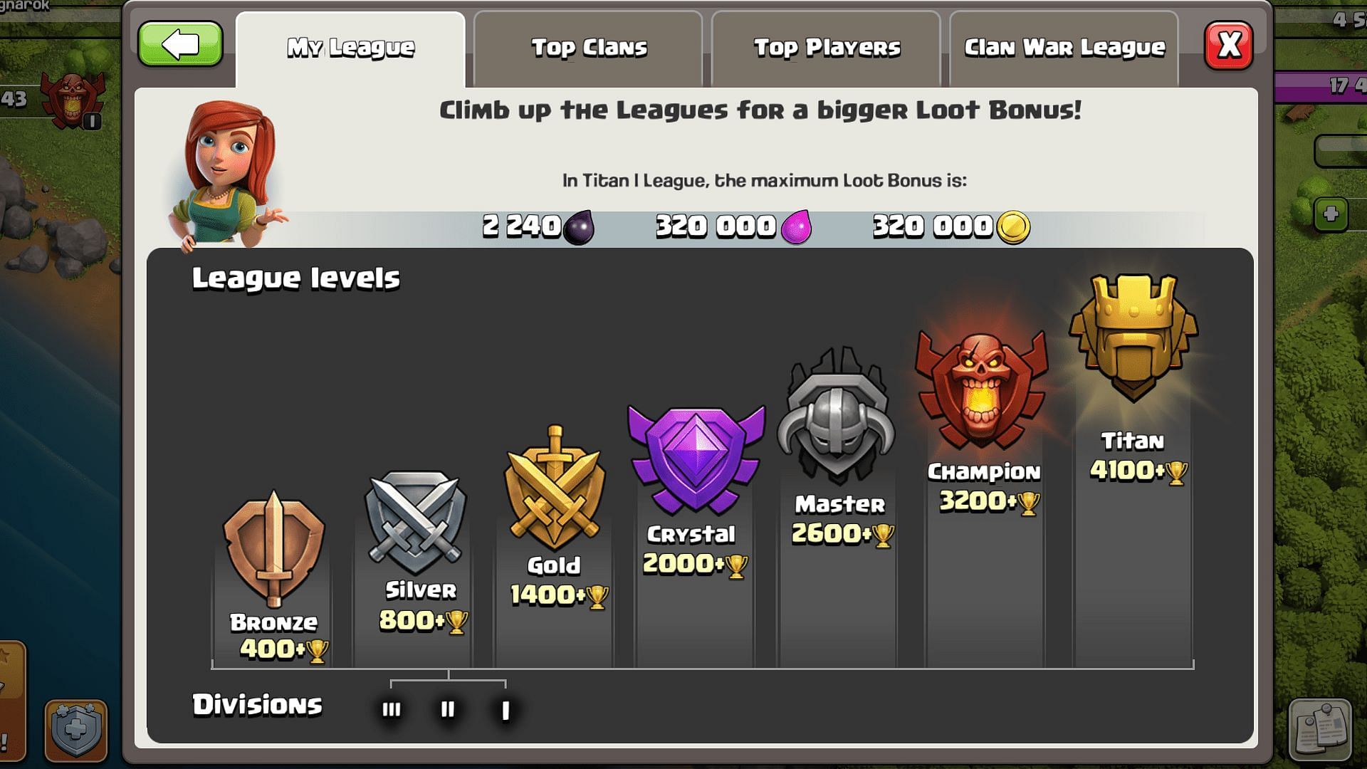 League tier in Clash of Clans (Image via Supercell)