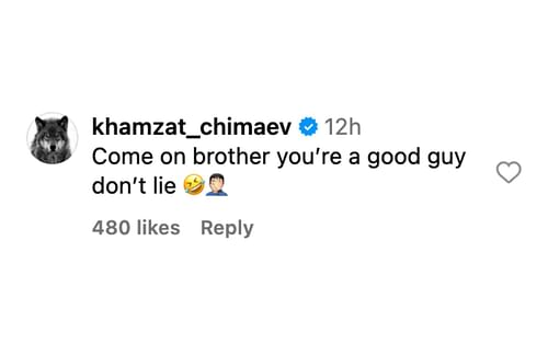 Khamzat Chimaev responding to Robert Whittaker. [via @espnmma on Instagram]