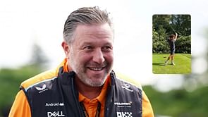 WATCH: Zak Brown shows Lando Norris’ impressive golf swing as McLaren duo tee off with LIV and PGA Tour golfer