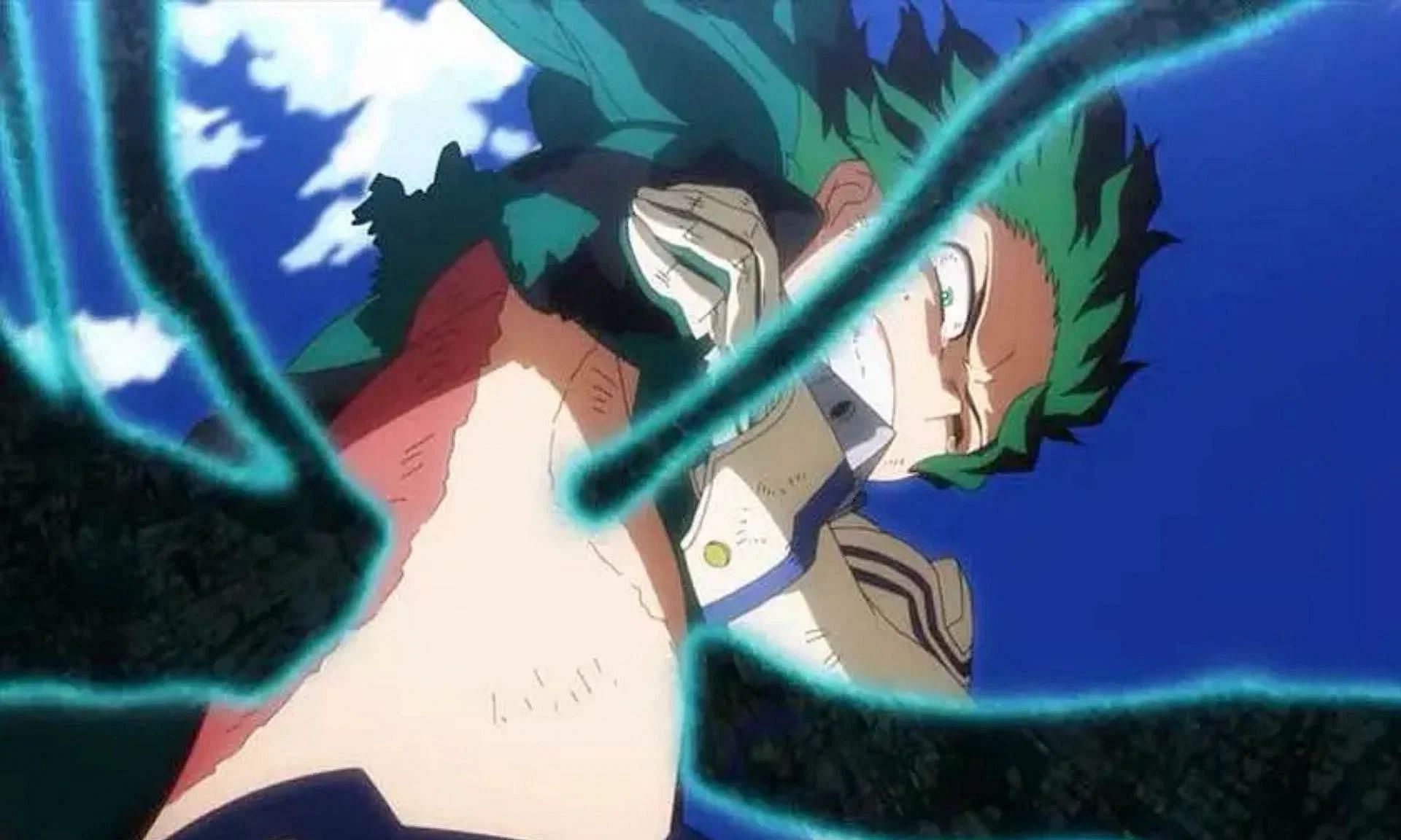 Deku&#039;s Blackwhip Quirk spirals out of control (Image via Bones)