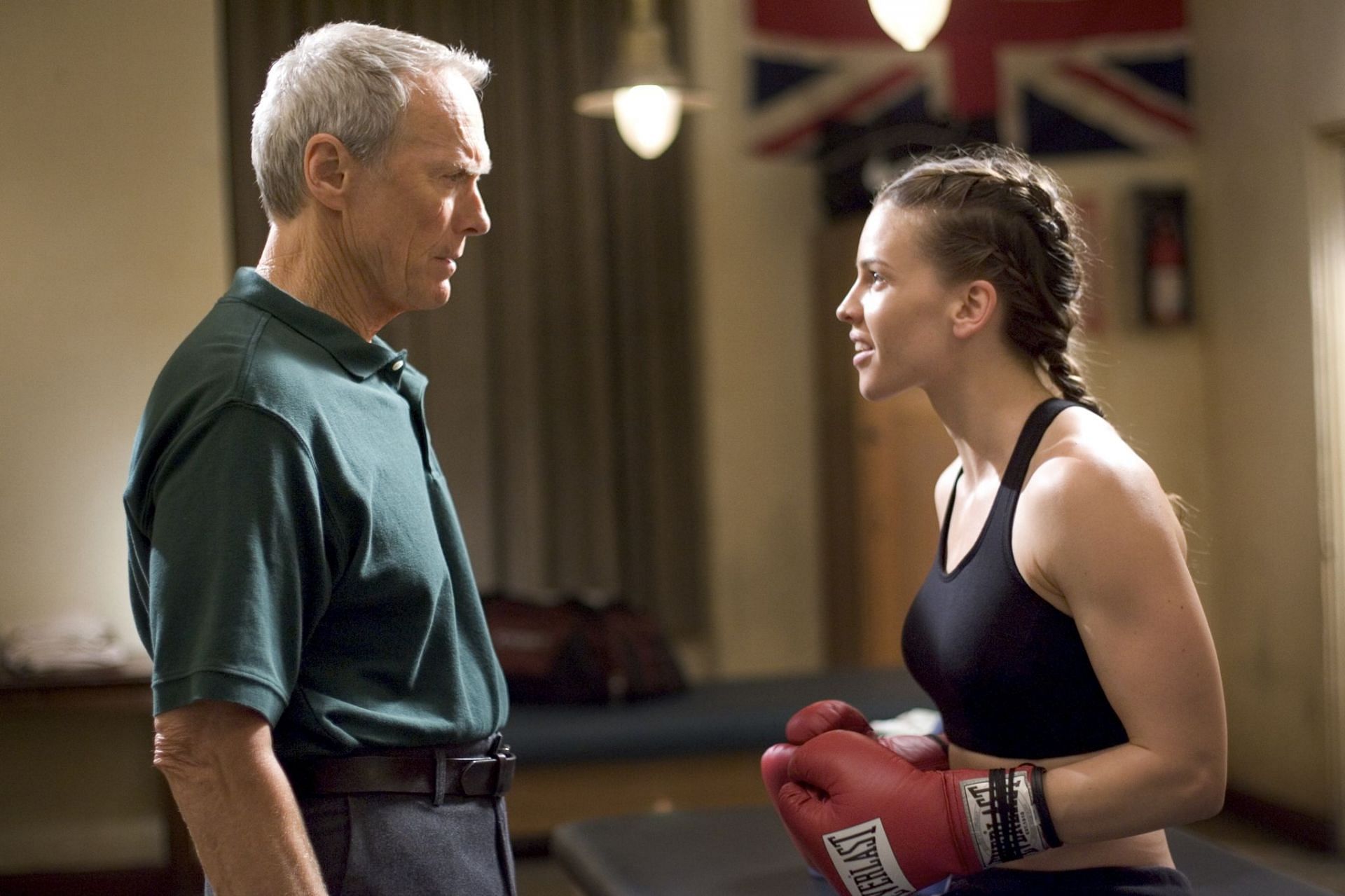 Clint Eastwood and Hilary Swank in Million Dollar Baby (image via Warner Bros.)