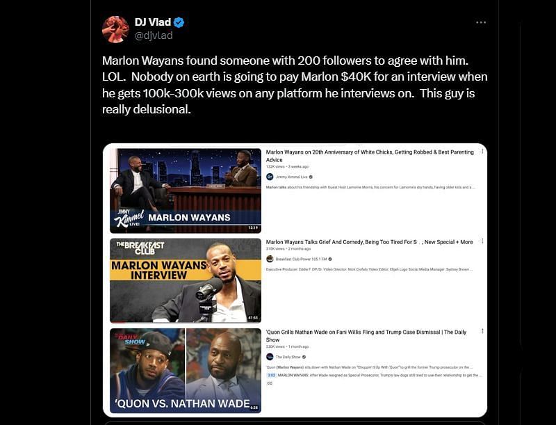 Screenshot of the tweet by DJ Vlad (Image via X)