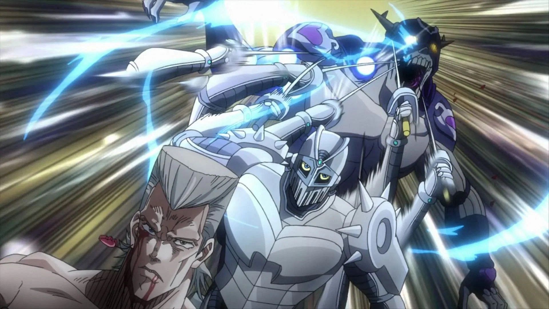 Polnareff fighting Vanilla Ice in the anime (Image via David Production)