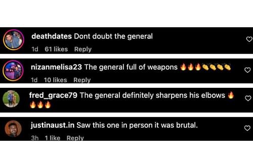 Screenshot of fans' comments