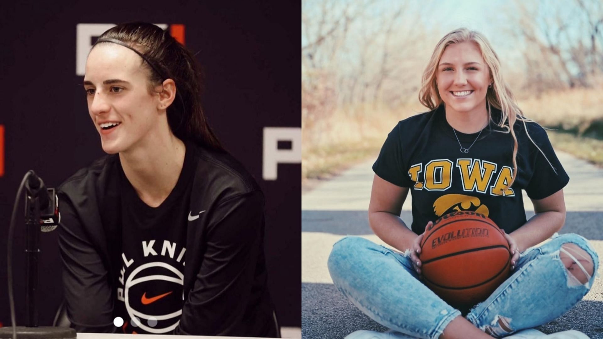 Iowa Hawkeyes star Sydney Affloter and Indiana Fever rookie Caitlon Clark/ Instagram